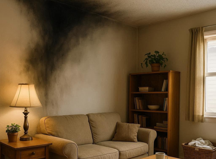 Discoloration Smoke damage on wall