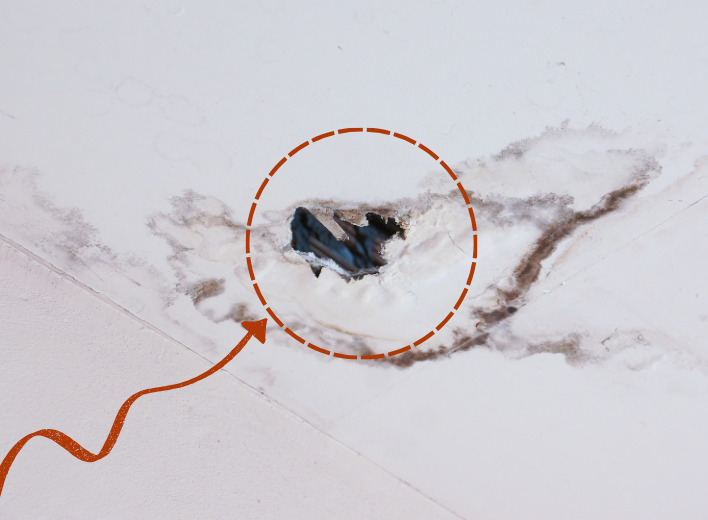 Leak of ceiling damage