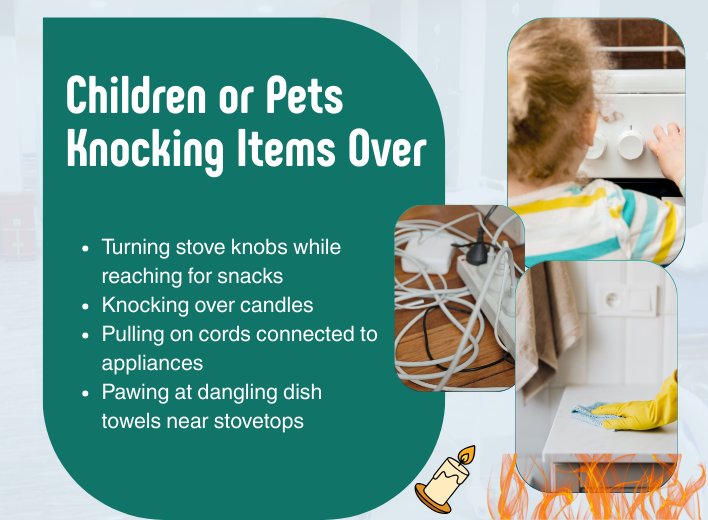 Pets Knocking Items A child playing with the gas knob